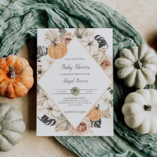 Fall Pumpkin Baby Shower Invitation Digital