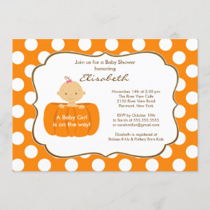Fall Pumpkin Baby Shower Invitation Girl