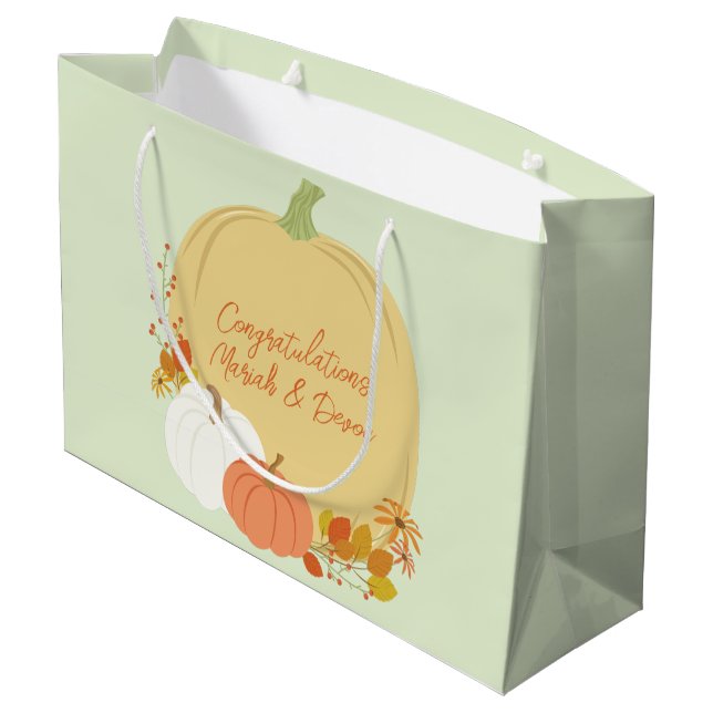 Fall Pumpkin Baby Shower  Large Gift Bag (Back Angled)