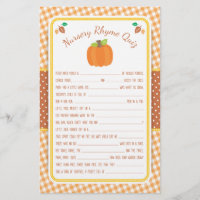 Fall Pumpkin Baby Shower Nursery Rhyme Quiz Game