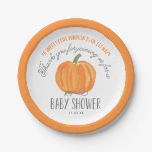 Fall Pumpkin Baby Shower Paper Plate