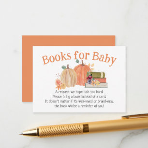 Fall Pumpkin Baby Shower Request Books For Baby Enclosure Card