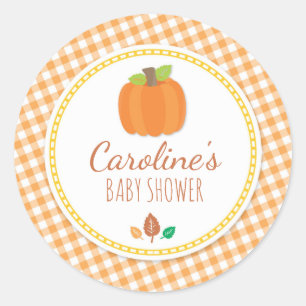 Fall Pumpkin Baby Shower Round Sticker
