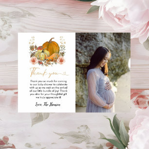 Fall pumpkin baby shower  thank you card