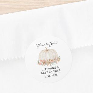 Fall Pumpkin Baby Shower Thank You  Classic Round Sticker