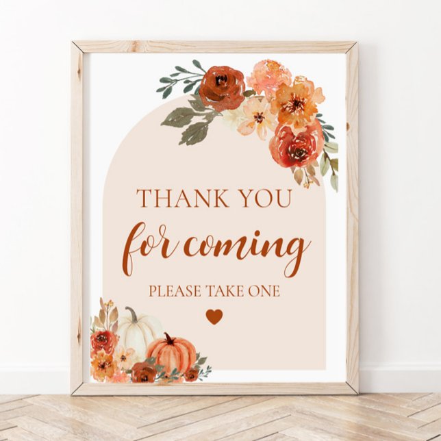 Fall Pumpkin Baby Shower Thank You For Coming Poster (Creator Uploaded)