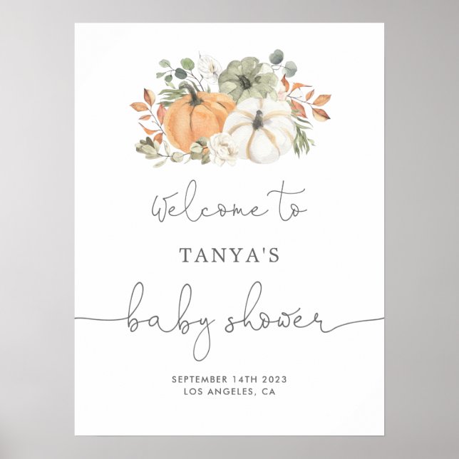 Fall Pumpkin Baby Shower Welcome Poster (Front)