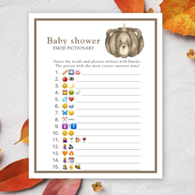 Fall Pumpkin Bear - baby shower emoji pictionary (Creator Uploaded)