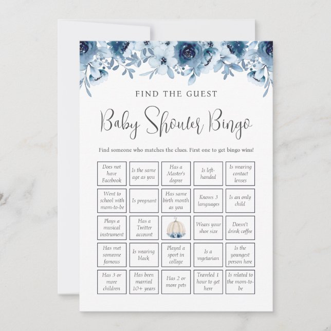 Fall Pumpkin Bingo Guess Who Baby Shower Games Invitation (Front)