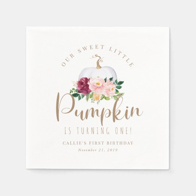 Fall Pumpkin Birthday Napkin (Front)