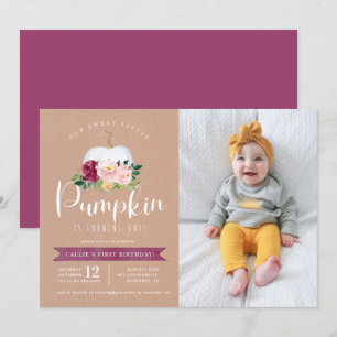 Fall Pumpkin Birthday Photo Invitation Custom Age