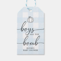 Fall Pumpkin Blue Gingham Bath Bomb Favour Tag