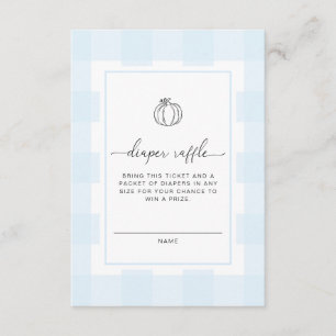 Fall Pumpkin Blue Gingham Diaper Raffle Ticket Enclosure Card