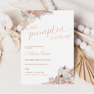 Fall Pumpkin Boho Pampas Baby Shower Invitation