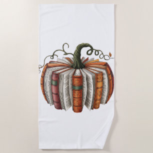 Fall Pumpkin Book Lover Booktok Halloween Beach Towel