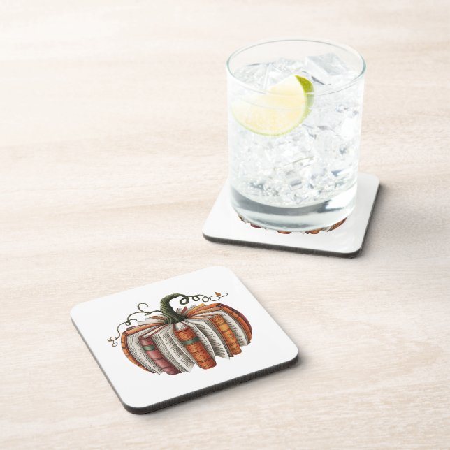 Fall Pumpkin Book Lover Booktok Halloween Coaster (Right Side)
