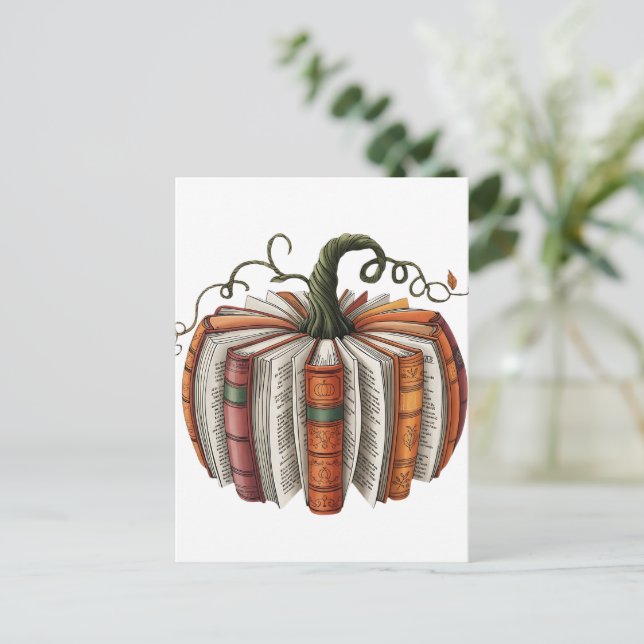 Fall Pumpkin Book Lover Booktok Halloween Postcard (Standing Front)