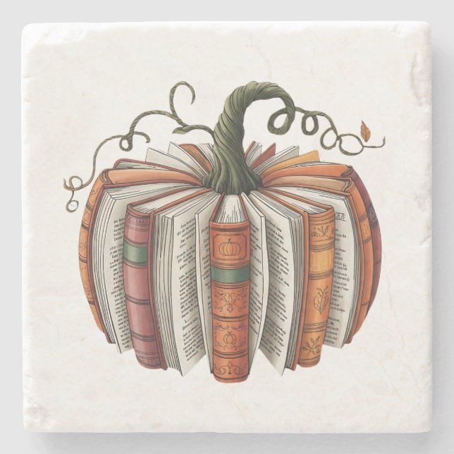 Fall Pumpkin Book Lover Booktok Halloween Stone Coaster (Front)