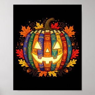 Fall Pumpkin Book Lover, Soky Librarian Teacher Ha Poster