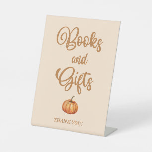 Fall Pumpkin Books and Gifts Pedestal Sign