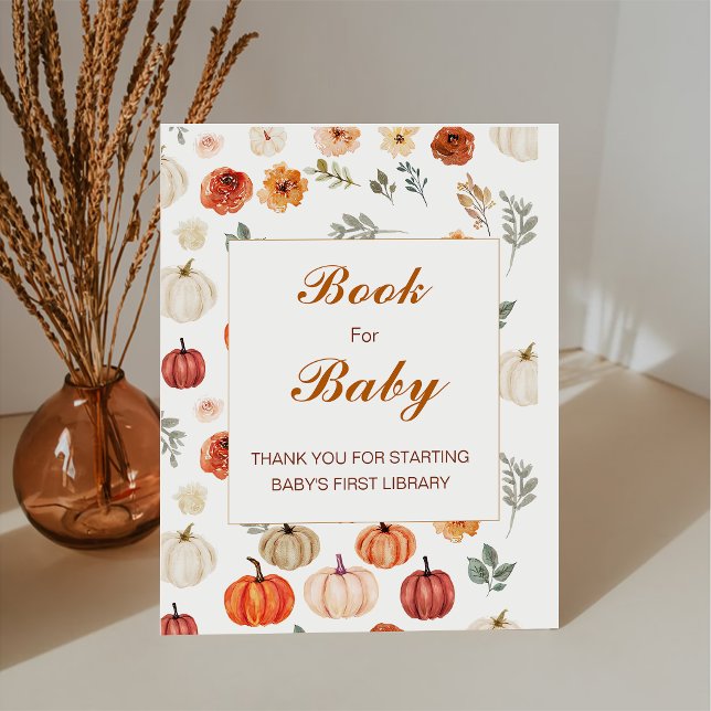  Fall Pumpkin Books For Baby Baby Shower  Pedestal Sign (Creator Uploaded)