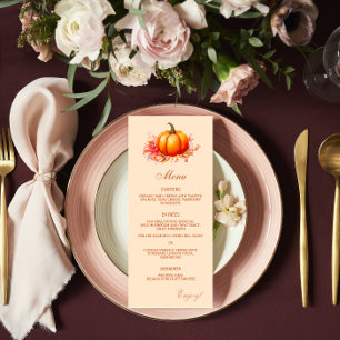 Fall Pumpkin Botanical Wedding Flat Menu