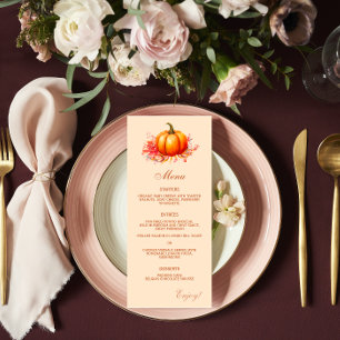 Fall Pumpkin Botanical Wedding Flat Menu