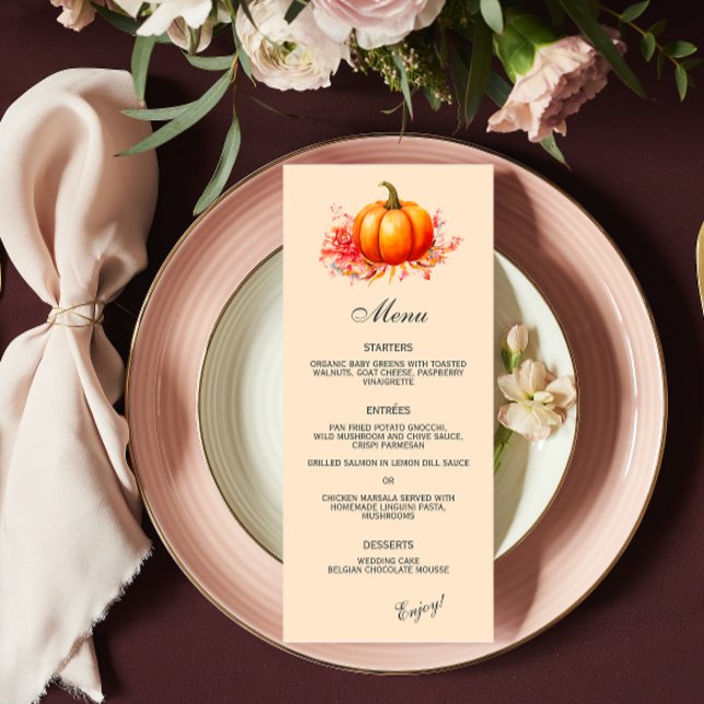 Fall Pumpkin Botanical Wedding Flat Menu (Creator Uploaded)