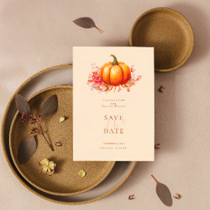 Fall Pumpkin Botanical Wedding Save The Date Invitation
