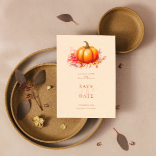 Fall Pumpkin Botanical Wedding Save The Date Invitation