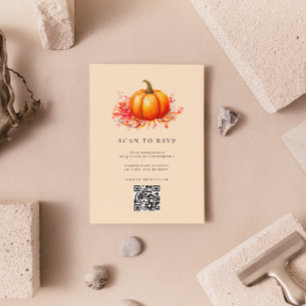 Fall Pumpkin Botanical Wedding Scan To RSVP Enclosure Card