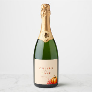 Fall Pumpkin Botanical Wedding Sparkling Wine Label
