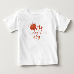 Fall Pumpkin Bow Orange Flowers Arch Birthday Baby T-Shirt