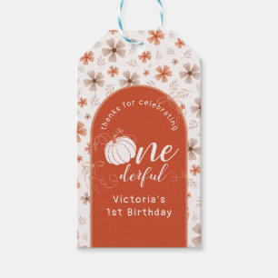 Fall Pumpkin Bow Orange Flowers Arch Birthday Gift Tags