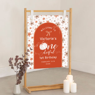 Fall Pumpkin Bow Orange Flowers Arch Birthday Poster