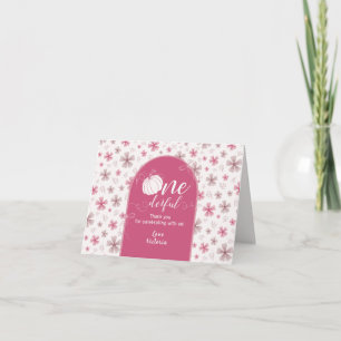Fall Pumpkin Bow Pink Flowers Arch Birthday Thank You Card
