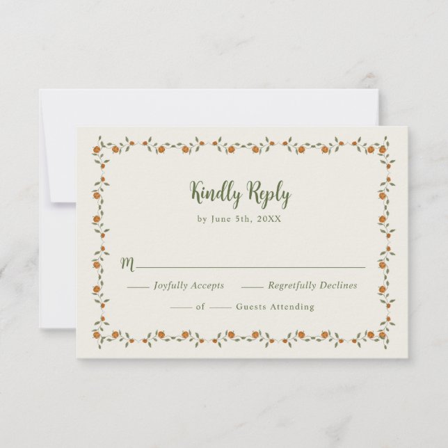 Fall Pumpkin Bow Wedding RSVP Card (Front)