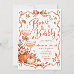 Fall Pumpkin Bows and Bubbly Girl Bridal Shower Invitation