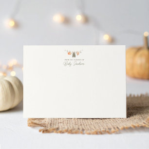 Fall Pumpkin Boy Baby Clothes Baby Shower Thank You Card