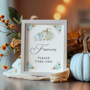 Fall Pumpkin Boy Baby Shower Favours Sign