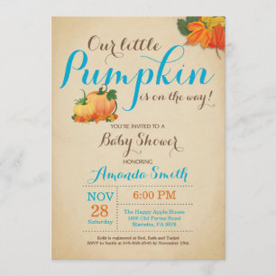 Fall Pumpkin Boy Baby Shower Invitation