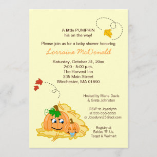 Fall Pumpkin BOY Baby Shower Invitation Cream