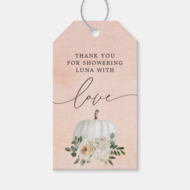 Fall Pumpkin Bridal Shower  Gift Tags (Front)