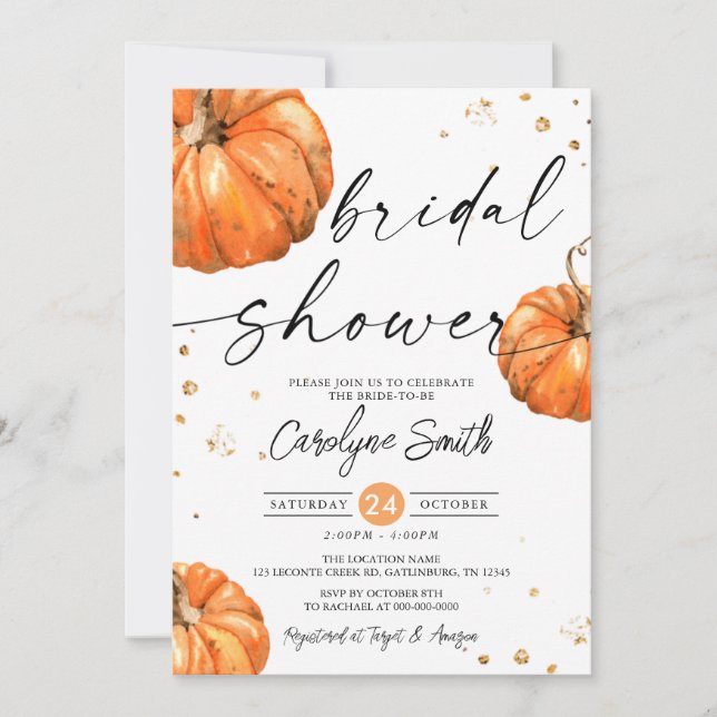Fall Pumpkin Bridal Shower Invitation (Front)