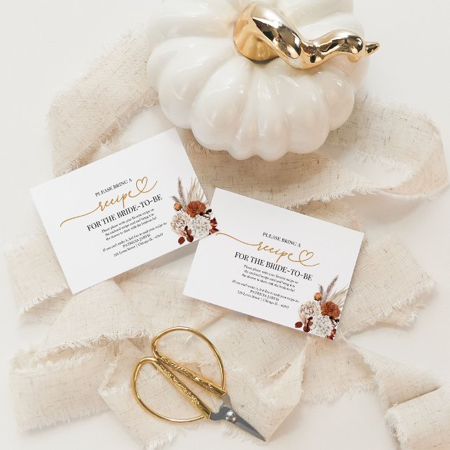 Fall Pumpkin Bridal Shower Recipe Request Enclosure Card (Creator Uploaded)