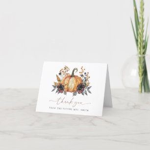 Fall Pumpkin Bridal Shower Thank You Card