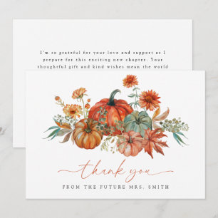 Fall Pumpkin Bridal Shower Thank You Card
