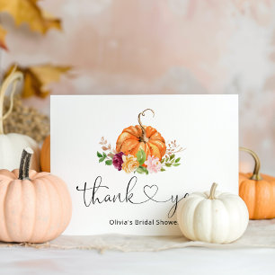 Fall pumpkin bridal shower thank you card