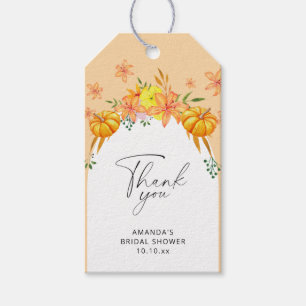 Fall pumpkin bridal shower thank you gift tags