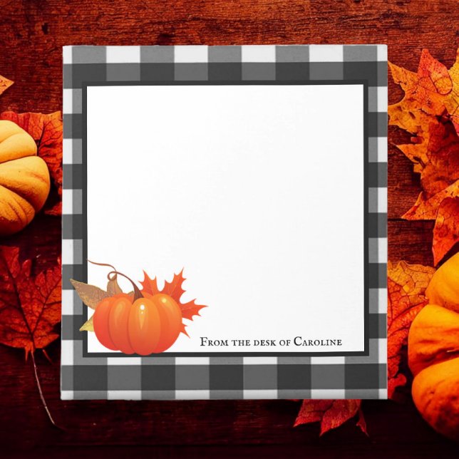 Fall Pumpkin Buffalo Plaid Personalised Notepad (Fall Pumpkin Buffalo Plaid Personalized Notepad)